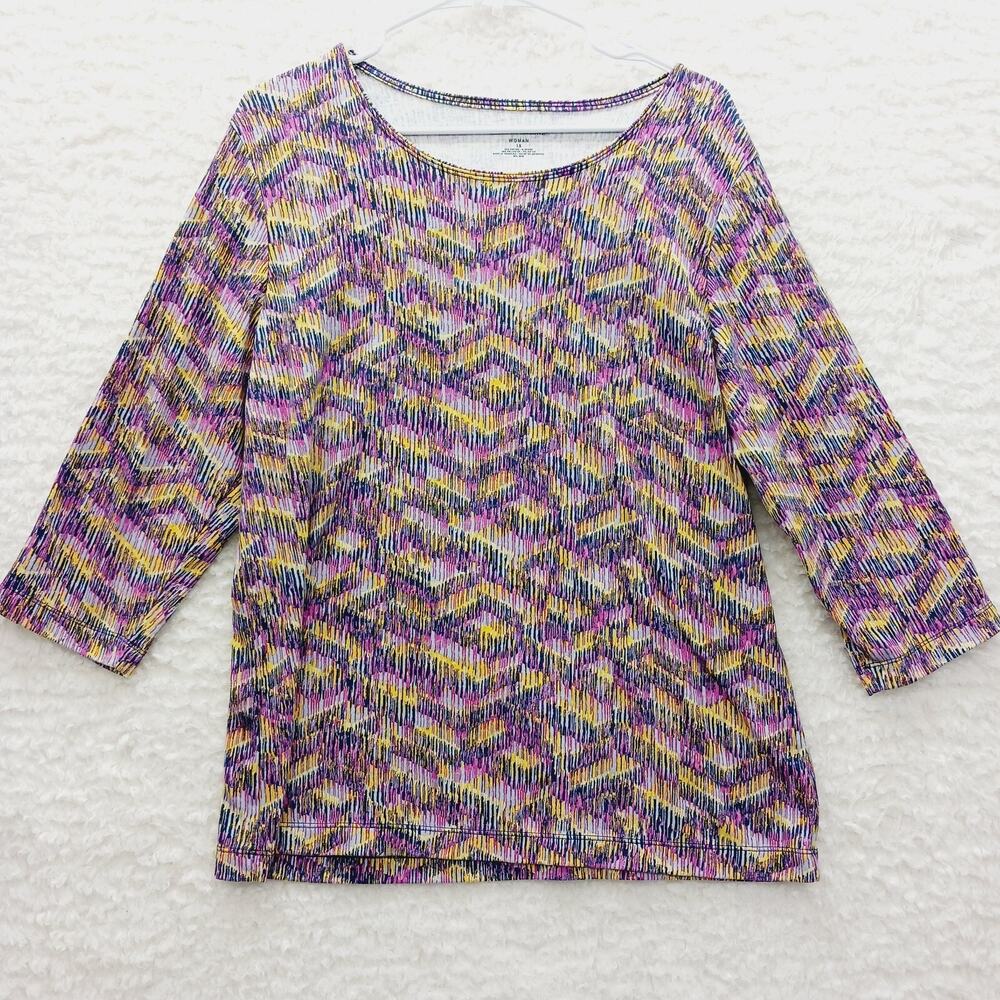 T-Shirt Purple Yellow Abstract Artsy Whimsycore Bold Retro Y2K Casual Size 1X